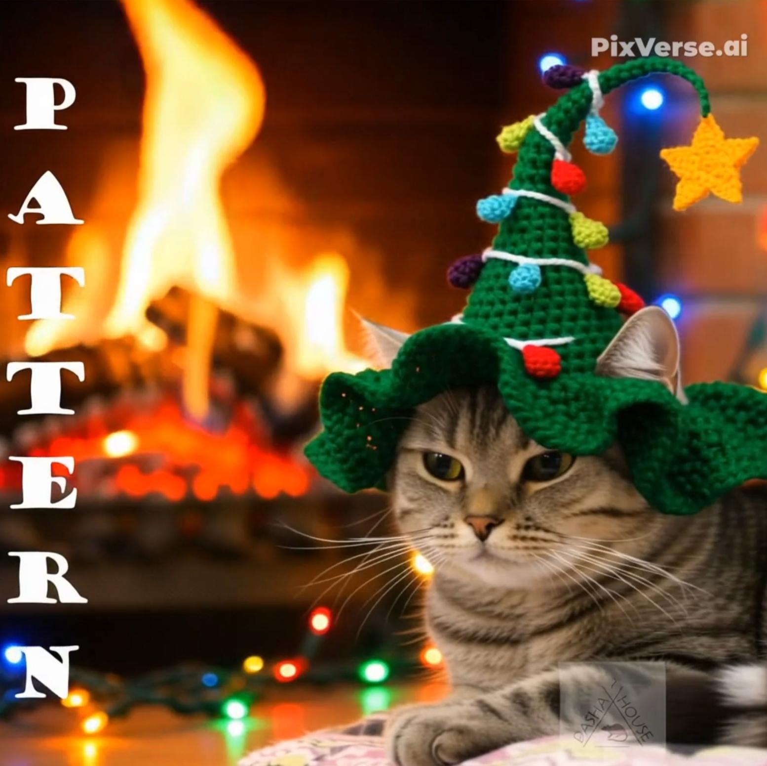 Christmas Cat Hats Crochet Pattern/ Santa & Tree Dog Hat Bundle