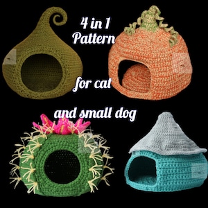 4 in 1 Crochet Pet bed pattern/ Cat House/ PDF Download