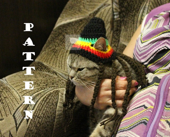 Rasta Hat Cat No Sew Crochet Pattern Diy Crochet Pattern Rasta Hat Rasta Hat Pets Costume Dog Rasta Hat Etsy Canada