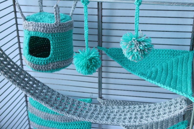 8 Pieces Sugar glider cage set Sugar glider house Sugar glider Hammock Sugar glider bonding pouch Sugar glider cage toys Sugar bear set