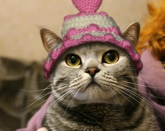 Crochet Cat Valentine's Hat Pattern, Heart Design dog hat (PDF Download)