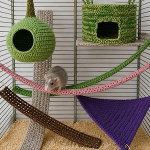 Crochet Cage Set Pattern: Small Pet Hideout, Hammock, Ladder (PDF Download)