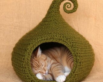 Patrón de ganchillo para cama de gato/Cama tipo cueva para perro pequeño/Casa de calabaza DIY (PDF digital)