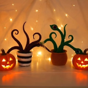Patrón de planta monstruo de ganchillo 2 en 1, decoración de Halloween de amigurumi (descarga en PDF)