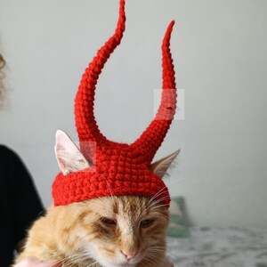 Cat Hat with Horns Crochet Pattern/ Funny Pet Costume/ Dog Devil Horns (PDF Download) image 12