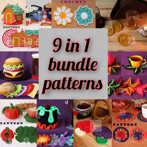 Crochet Coasters Pattern Bundle: Food & Holiday Set (PDF Download)