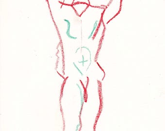 Rysunek pastelowy i olejny na papierze – Ukrzyżowanie autorstwa Lionela Le Jeune, dzieło unikatowe