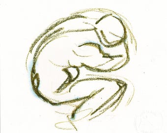 Ölpastellzeichnung auf Papier – Frau von Lionel Le Jeune, einzigartiges expressionistisches Werk