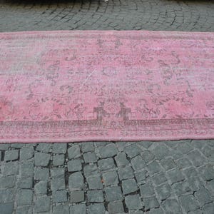 PINK Oushak Rug, Vintage SOFT PINK Overdyed Rug, Handmade Area Rug, Anatolian Pink Rug 290 cm x 166 cm 9,5 feet x 5,4 feet model:724 image 3