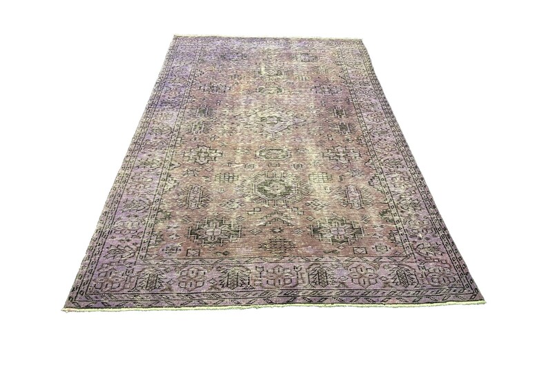 Antique Rug 9 7x5 8 Feet Pink And Purple Unique Area Image 0