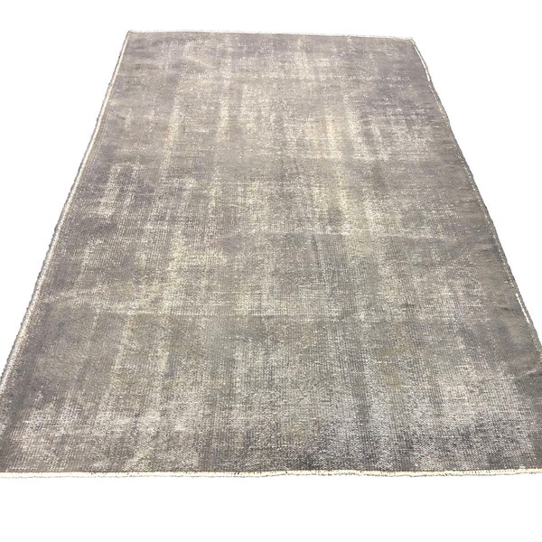 Gray Distressed tapijt, Overdyed tapijt, grijze Turkse tapijt, handgemaakte Overdyed tapijt, handgeweven antieke Rug (279 cm x 170 cm) 9,1 voeten x 5,5 voeten