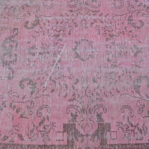 PINK Oushak Rug, Vintage SOFT PINK Overdyed Rug, Handmade Area Rug, Anatolian Pink Rug 290 cm x 166 cm 9,5 feet x 5,4 feet model:724 image 4