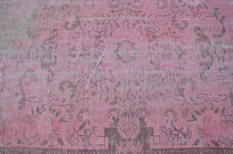 PINK Oushak Rug, Vintage SOFT PINK Overdyed Rug, Handmade Area Rug, Anatolian Pink Rug 290 cm x 166 cm 9,5 feet x 5,4 feet model:724 image 4