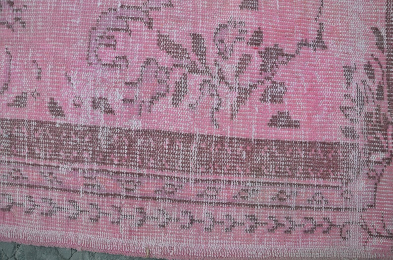 PINK Oushak Rug, Vintage SOFT PINK Overdyed Rug, Handmade Area Rug, Anatolian Pink Rug 290 cm x 166 cm 9,5 feet x 5,4 feet model:724 image 5
