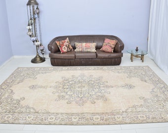 Oversize Turkish For Living Room Rug, Bohemian Decor Rug, Distressed Faded Rug, Large Handmade Rutg, 7x11 Ft (335 Cm x 212 Cm) Oushak Rugs