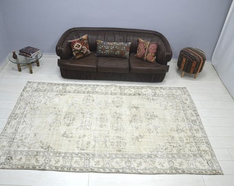 Beige Rug, Overdyed Rug, Turkish Oushak Rug, Vintage Rug, Faded Handmade Rug  (272 cm x 165 cm)  8,9 x 5.4 Ft, Anatolian Area Rug