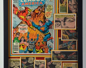 Justice League of America Vol 1 #137 (1976) featuring Shazam & Superman with Cover Art by Ernie Chan - Original 3D Comic Collage