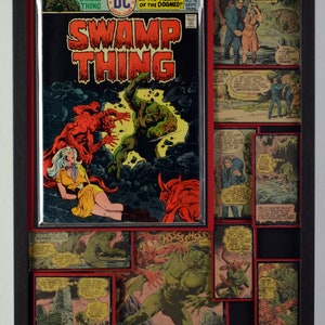 Swamp Thing Vol 1 #18 (1975) with cover art and interiors by Nestor Redondo - Legacy 3D Comic Collage