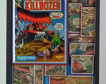 Worlds Unknown Vol 1 #6 (1974) featuring Killdozer - Legacy 3D Comic Collage 12"x16"