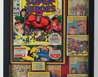 Marvel Super Heroes #23 Comic Collage, Jack Kirby Art, Framed