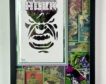 The Incredible Hulk - Codakhrome Collab Comic Collage - with Original Sliced Cover by Mike Lamb - LEGACY 3D Comic Collage - 12"x16"