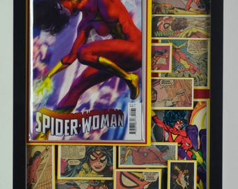 Spider-Woman Vol 7, #1 (2020) w/ Variant Cover by Artgerm - LEGACY 3D Comic Collage - 12"x16"