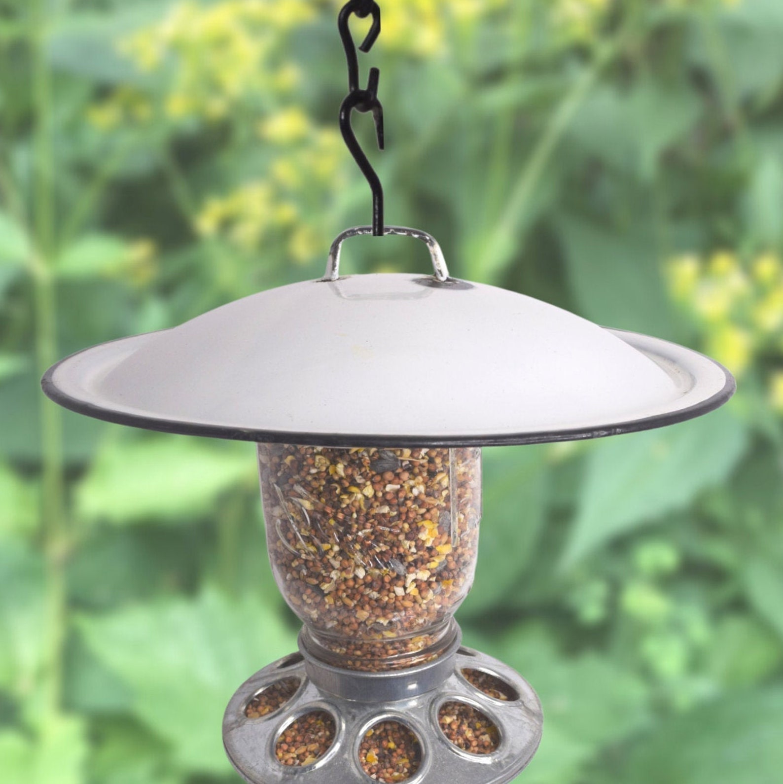 Mason Jar Bird Feeder With Vintage Enamelware Lid 11.5 Etsy