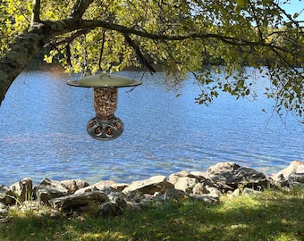 Avocado Green Mason Jar Bird Feeder with 10" Upcycled Lid Roof – Hummingbird or Bird Seed Option, Vintage Style Garden Decor, Eco-Friendly