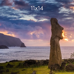 Easter Island Photo Print, Moai Statue at Sunrise on Easter Island, Available on Canvas and Metal image 5