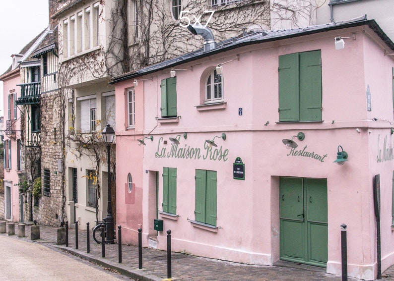 Photo Print of a Pink Cafe in Montmartre Paris Pink Paris