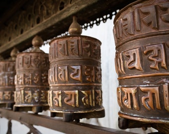 Prayer Wheel Photo Print, Nepal Photography, Buddhist Temple Art, Available on Canvas and Metal