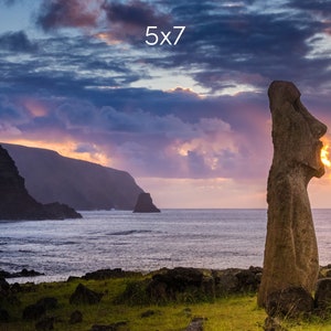 Easter Island Photo Print, Moai Statue at Sunrise on Easter Island, Available on Canvas and Metal image 3