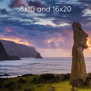 Easter Island Photo Print, Moai Statue at Sunrise on Easter Island, Available on Canvas and Metal image 4