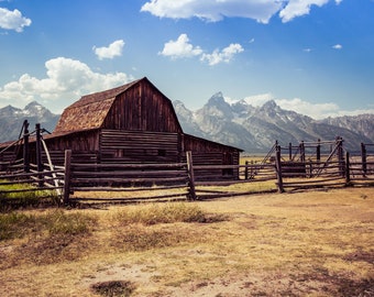 Grand Teton National Park Photo Print, Old Barn Pictures, Mountain Photography Prints, Available on Canvas and Metal