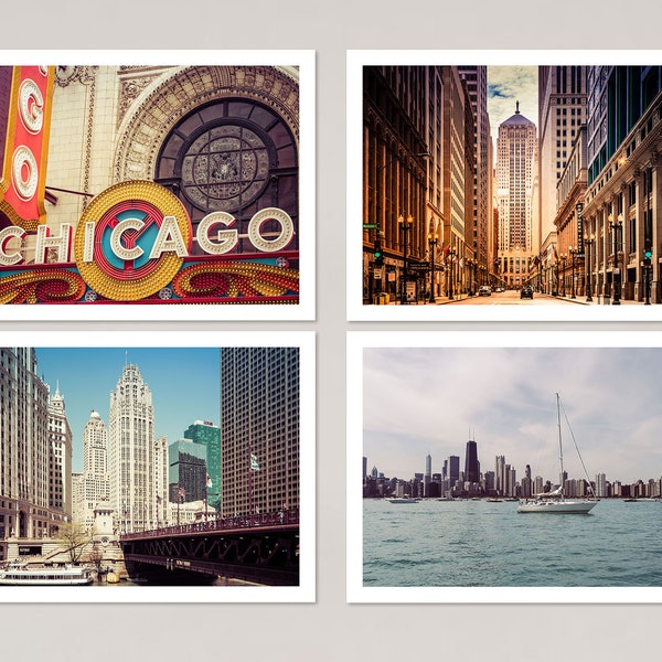 Chicago Notecards, Note Cards Set of 4, Chicago Photography, Blank Stationery Set