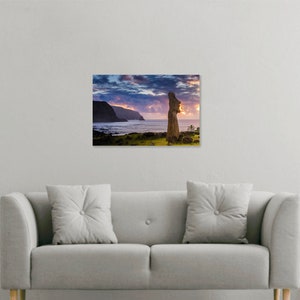 Easter Island Photo Print, Moai Statue at Sunrise on Easter Island, Available on Canvas and Metal image 2