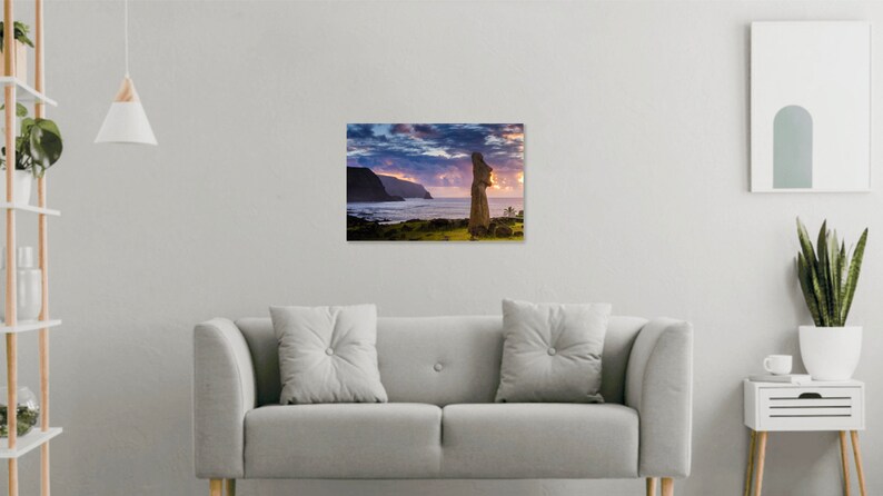 Easter Island Photo Print, Moai Statue at Sunrise on Easter Island, Available on Canvas and Metal image 2