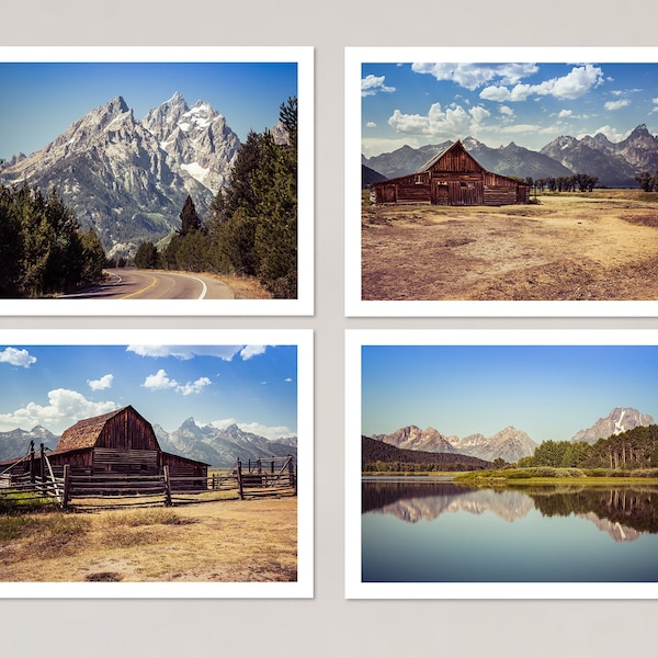 Mountain Notecards Set of 4, Grand Teton Photography, Blank Stationery Set