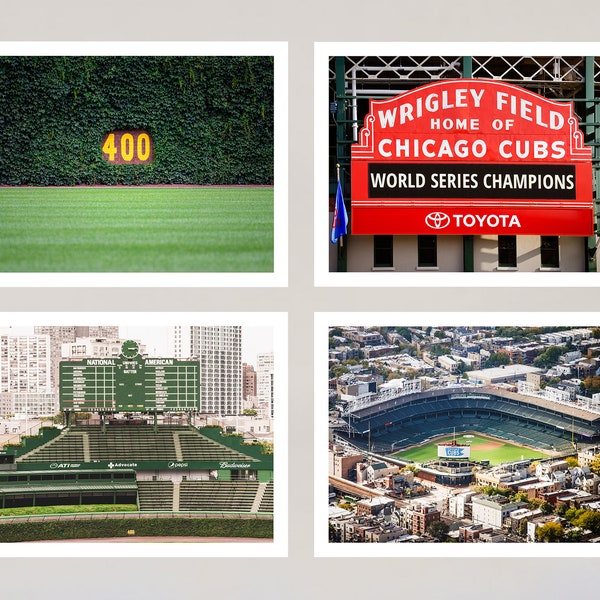 Wrigley Field Notecards, Wrigley Field Photography, Note Cards Set of 4, Blank Stationery Set