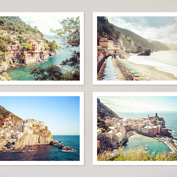 Notecards Set of 4, Cinque Terre Photography Prints, Italy Note Cards, Blank Stationery Set