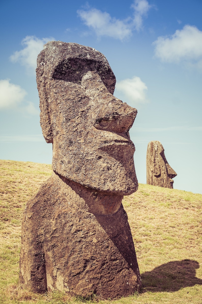 Photo Print of Moai Statues on Easter Island, Landscape Photography Prints, Available on Canvas and Metal image 1