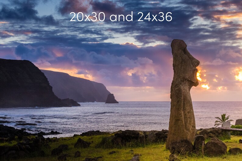 Easter Island Photo Print, Moai Statue at Sunrise on Easter Island, Available on Canvas and Metal image 7