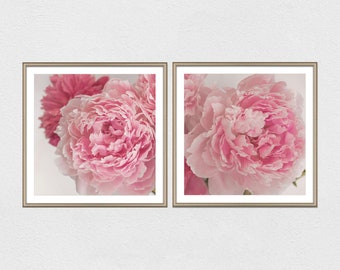 Peony Photo Print, Set of 2 Prints, Pink Flower Wall Art