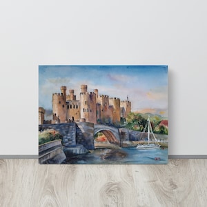 Conwy Castle, Castle Painting, Welsh History, Wales, Cymru, Great Britain, Royal Heritage, Fortress
