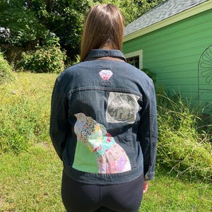 Upcycled Cottage Core Quilt Denim Jacket