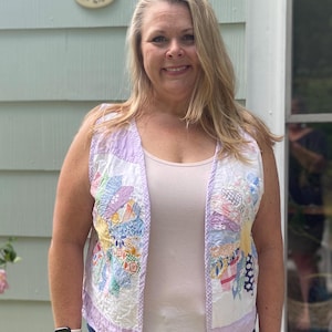 L Upcycled Vintage Quilt Vest