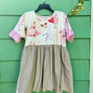 Small/Medium Upcycled Cottage Core Vintage Fabric Babydoll Dress
