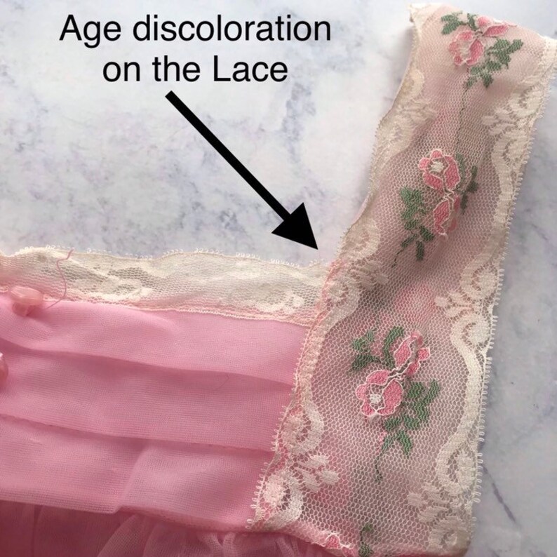VTG Pink layered nylon Kayser baby doll lingerie pastel Nightgown Womens S NG84