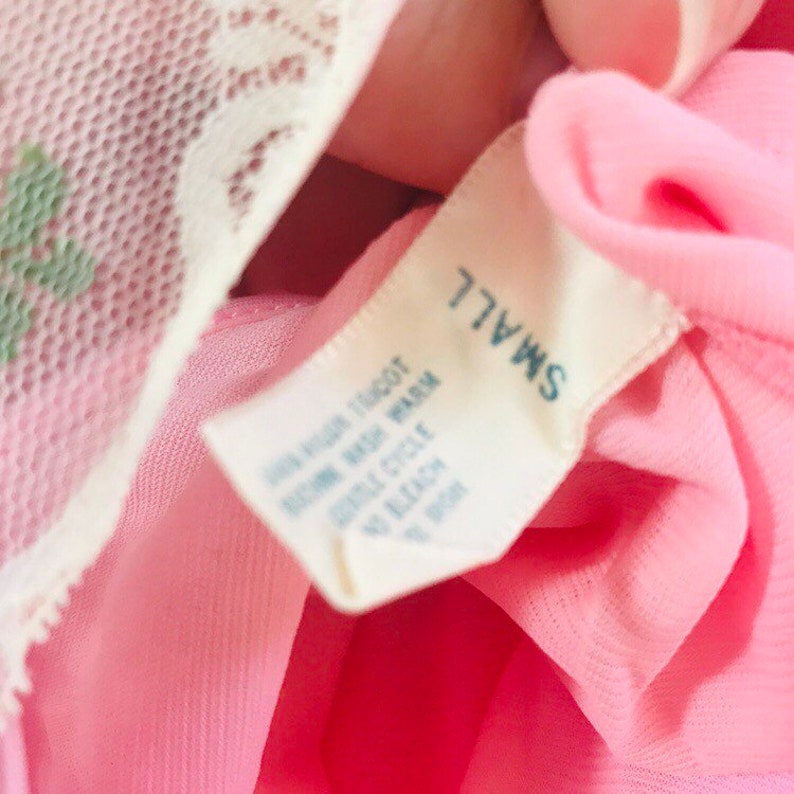 VTG Pink layered nylon Kayser baby doll lingerie pastel Nightgown Womens S NG84