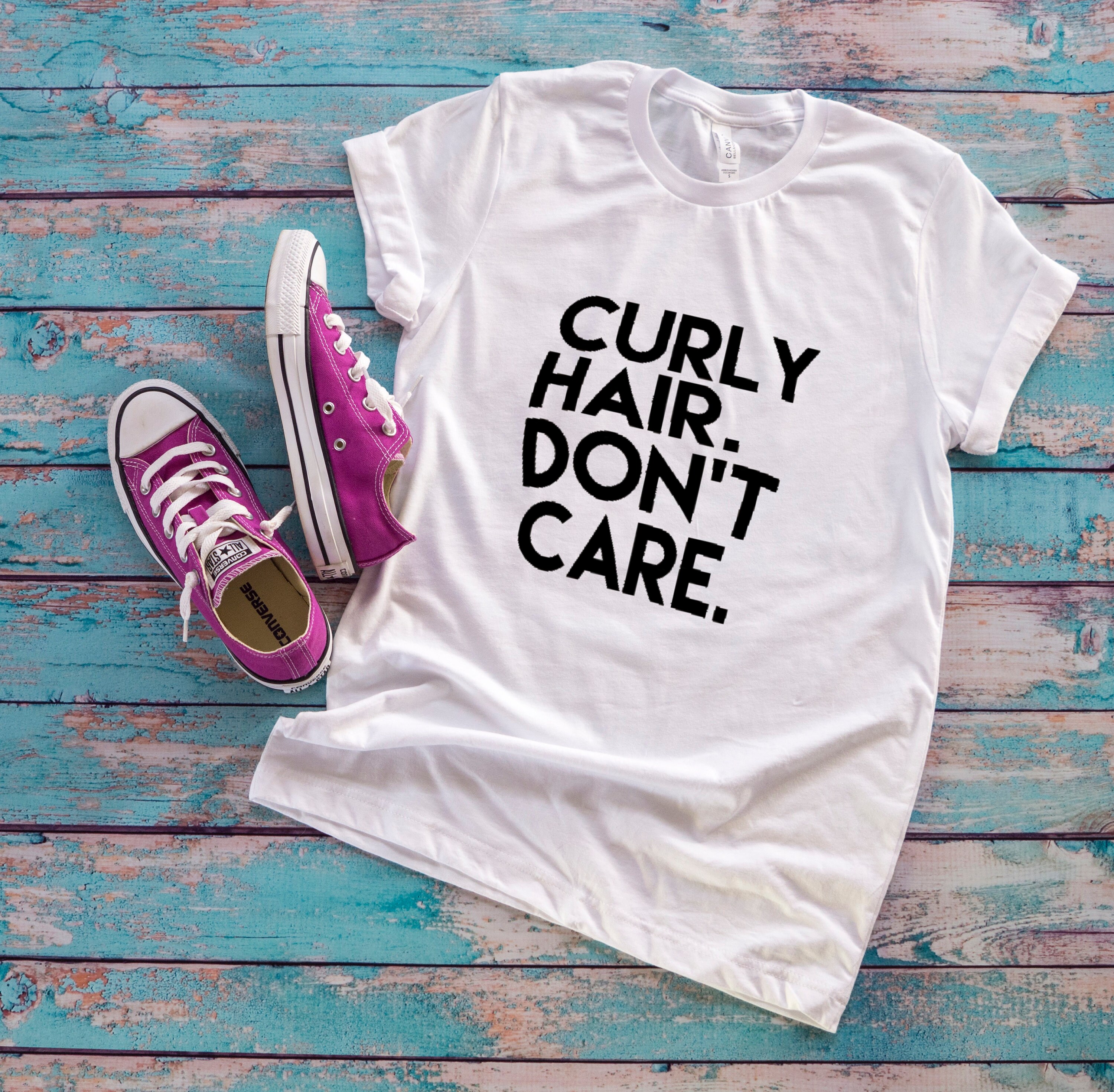 Curly Hair Don T Care Funny Women S Shirt Etsy